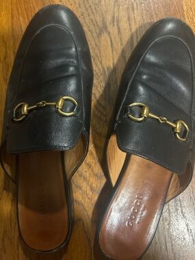 Gucci Princetown Horsebit Leather Loafers Black Size 37 Authentic